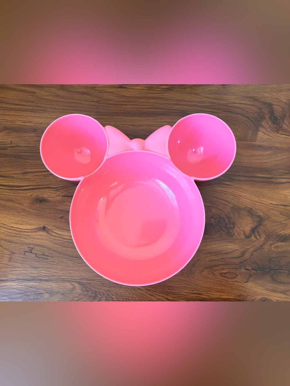 Pink Minnie Mouse Ears Chips and Dip Melamine Serving Bowl Disney Zak! Designs